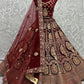 Lehenga Choli Velvet Maroon Dori Work Lehenga Choli