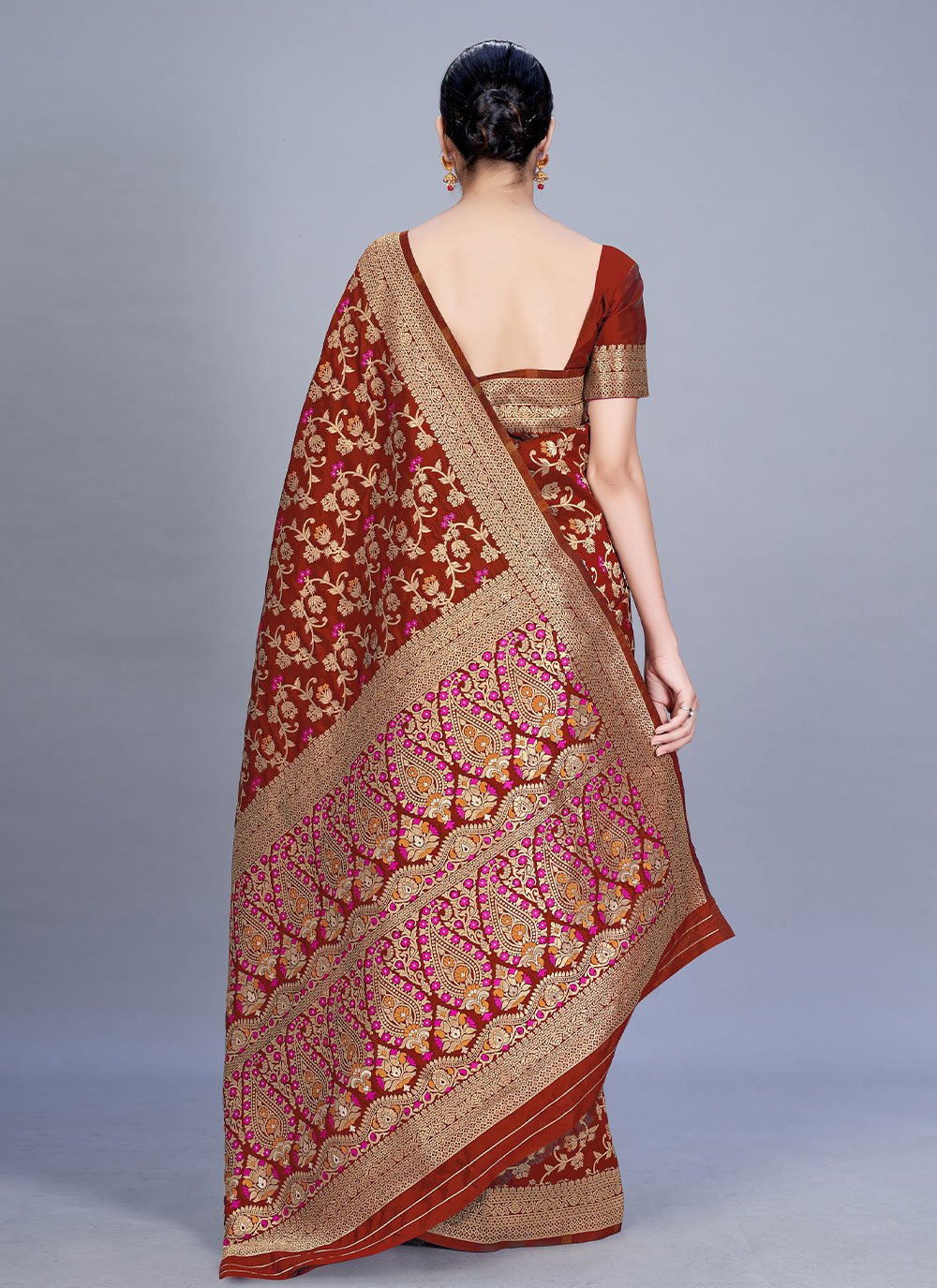 Classic Banarasi Silk Maroon Woven Saree