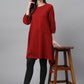 Party Wear Kurti Cotton Maroon Plain Kurtis