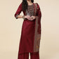 Designer Salwar Suit Silk Maroon Woven Salwar Kameez