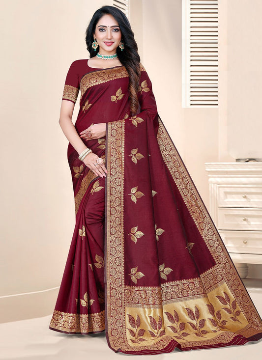 Classic Silk Maroon Zari Saree