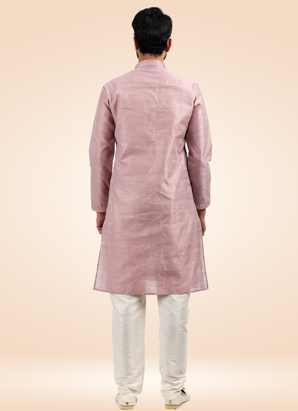 Kurta Pyjama Banarasi Jacquard Mauve Fancy Work Mens