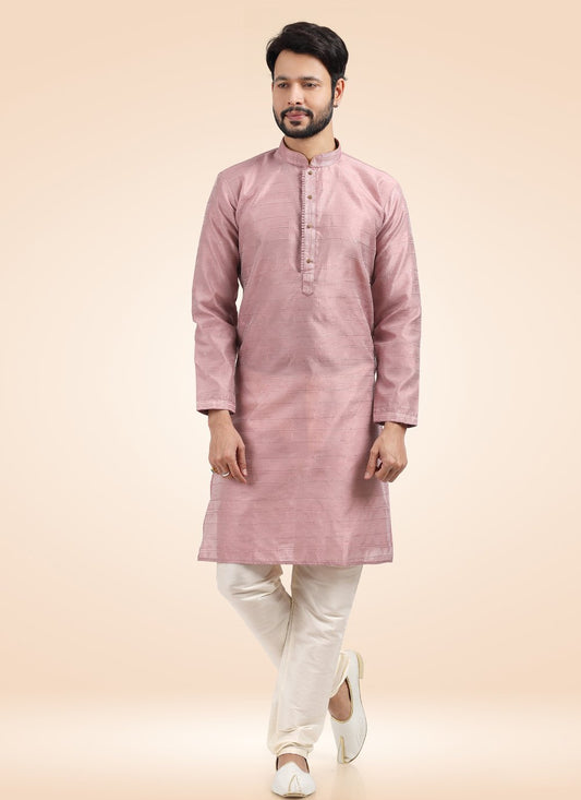 Kurta Pyjama Banarasi Jacquard Mauve Fancy Work Mens