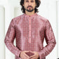 Kurta Pyjama Banarasi Silk Mauve Digital Print Mens