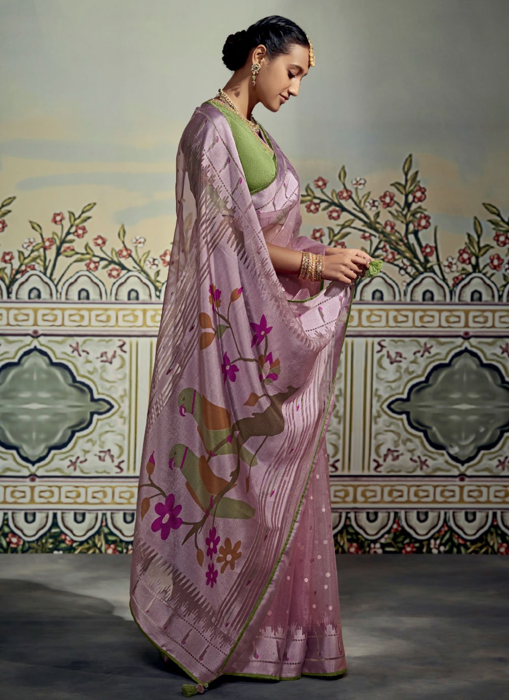 Trendy Saree Brasso Mauve Fancy Work Saree