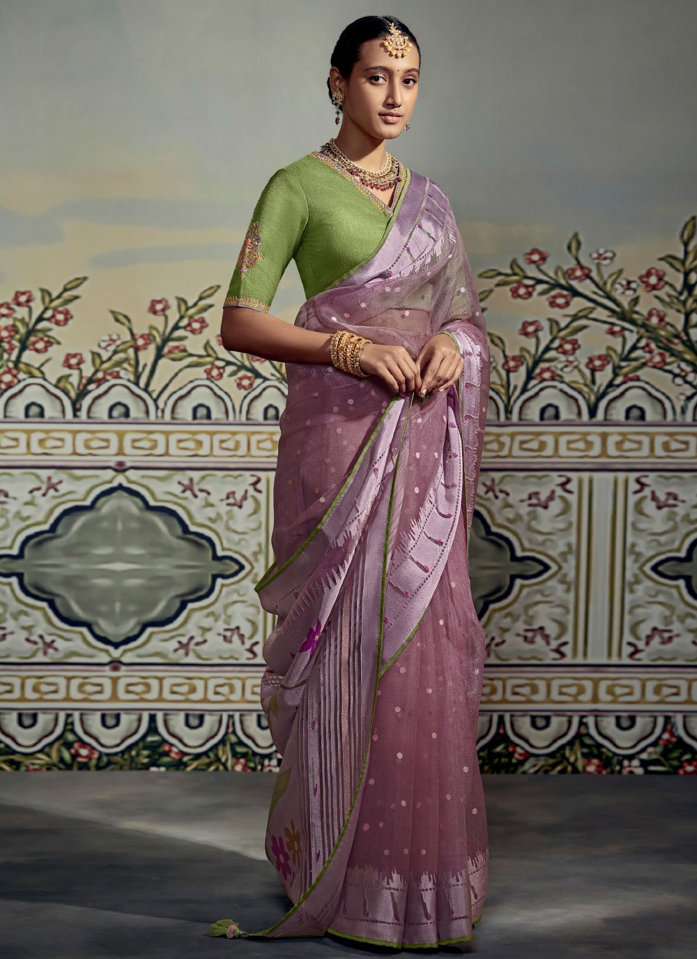 Trendy Saree Brasso Mauve Fancy Work Saree