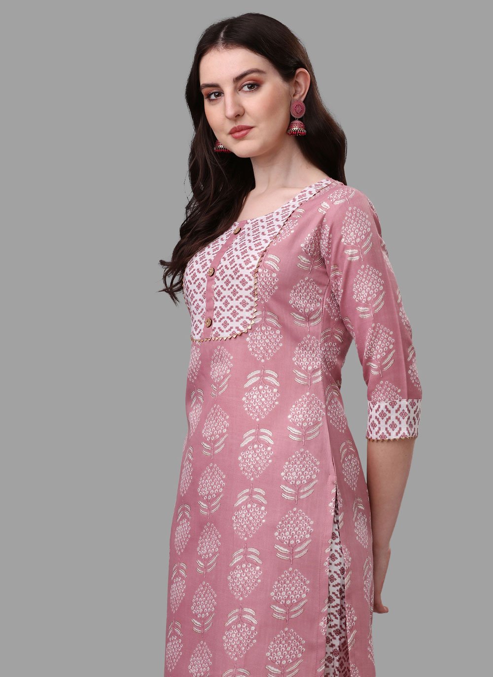 Designer Kurti Cotton Mauve Print Kurtis