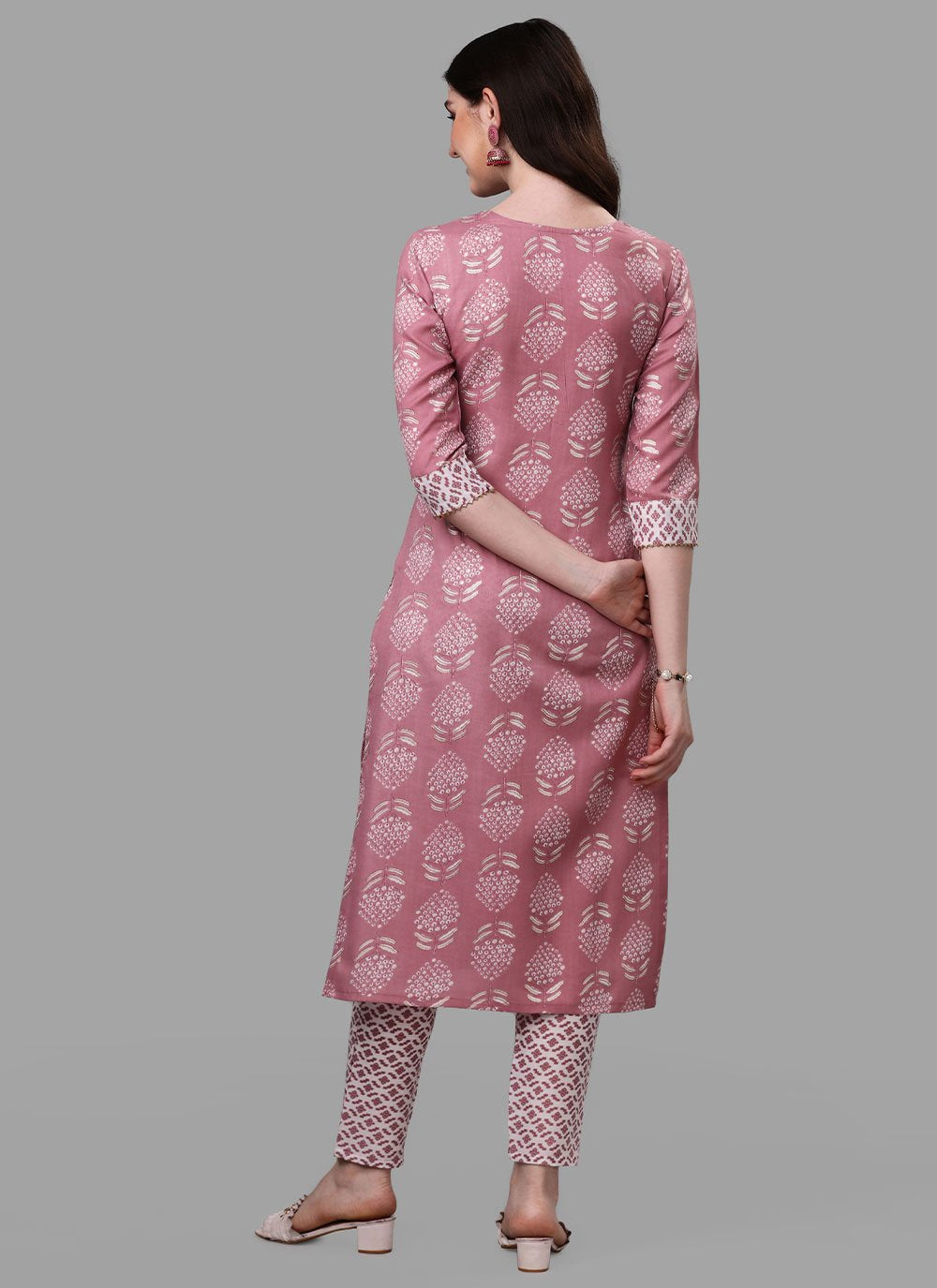 Designer Kurti Cotton Mauve Print Kurtis