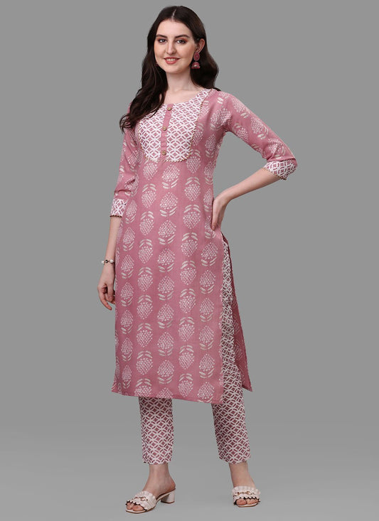 Designer Kurti Cotton Mauve Print Kurtis