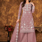 Palazzo Salwar Suit Net Mauve Cord Work Salwar Kameez