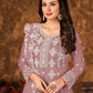 Palazzo Salwar Suit Net Mauve Cord Work Salwar Kameez