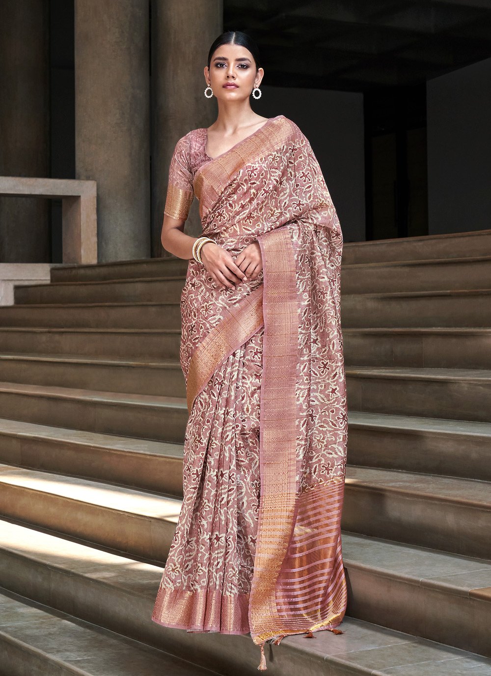 Traditional Saree Silk Mauve Digital Print Saree