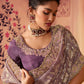 Contemporary Chinon Georgette Mauve Embroidered Saree
