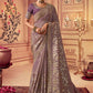 Contemporary Chinon Georgette Mauve Embroidered Saree