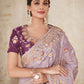 Classic Satin Silk Mauve Embroidered Saree