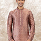 Kurta Pyjama Brocade Jacquard Silk Mauve Fancy Work Mens