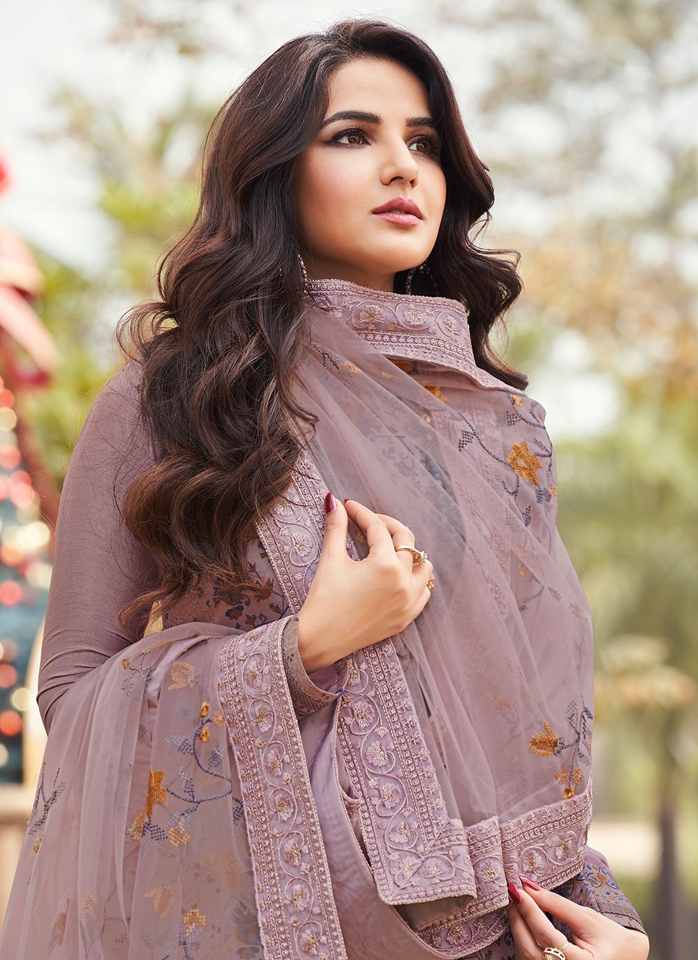 Pakistani Salwar Suit Viscose Mauve Jacquard Work Salwar Kameez