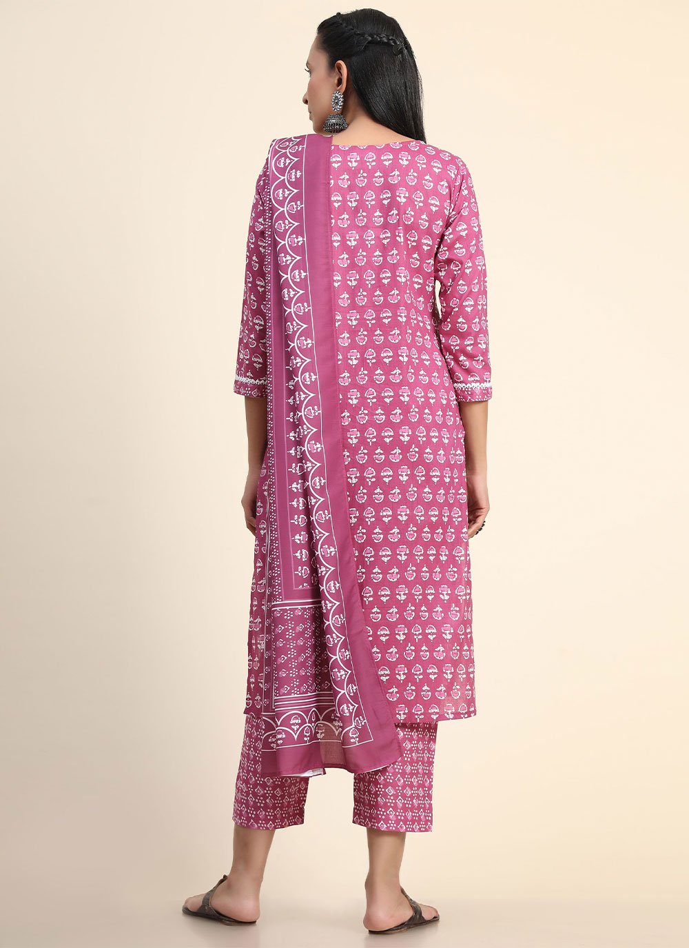 Salwar Suit Cotton Mauve Print Salwar Kameez