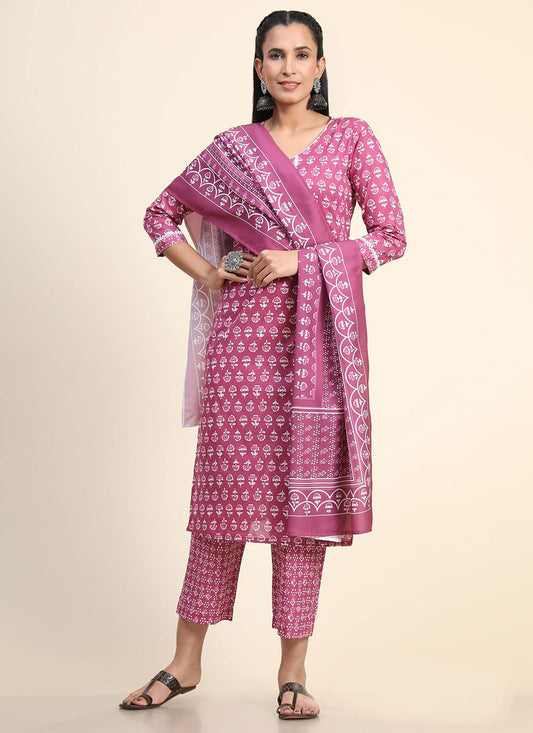 Salwar Suit Cotton Mauve Print Salwar Kameez