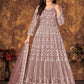 Anarkali Suit Net Mauve Cord Work Salwar Kameez