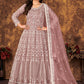 Anarkali Suit Net Mauve Cord Work Salwar Kameez