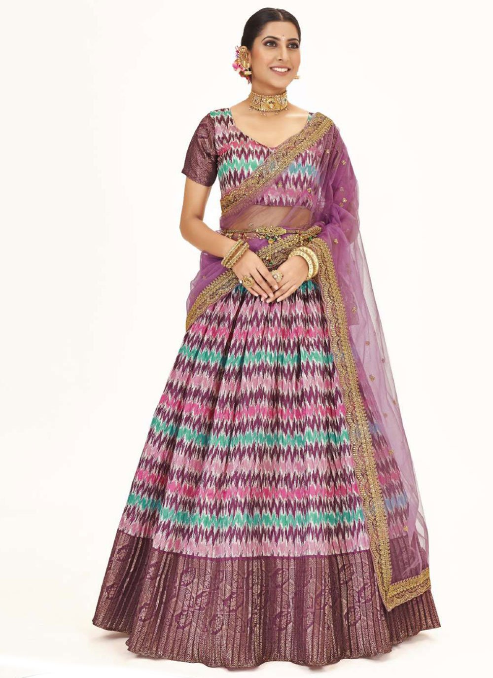 Lehenga Choli Silk Mauve Digital Print Lehenga Choli