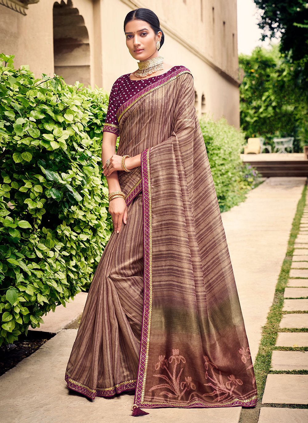 Trendy Saree Silk Mauve Digital Print Saree