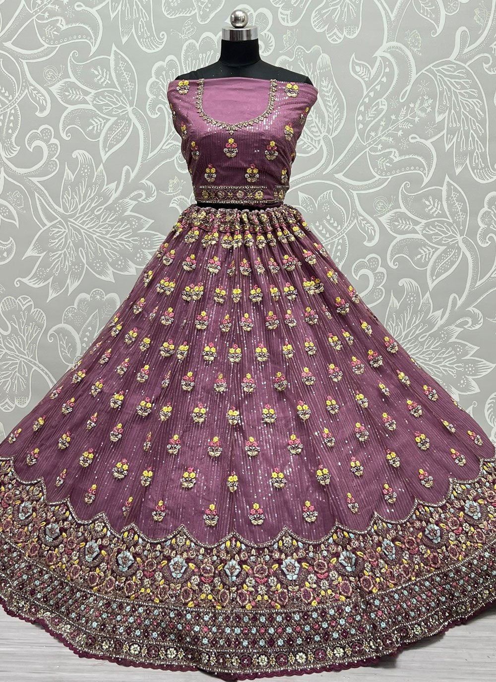 Lehenga Choli Net Mauve Dori Work Lehenga Choli