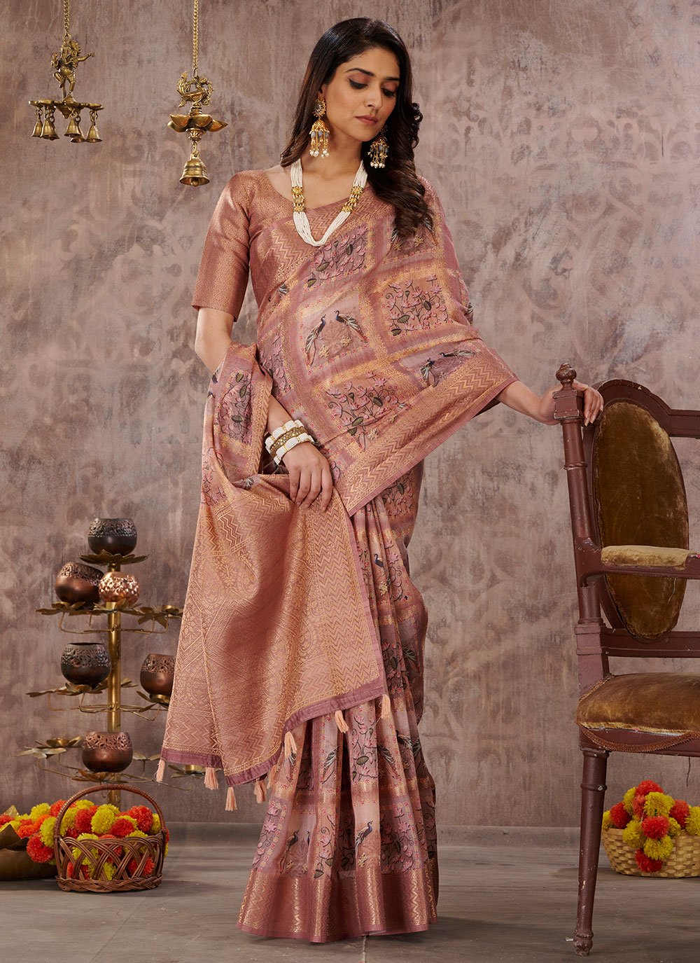 Trendy Saree Cotton Mauve Digital Print Saree