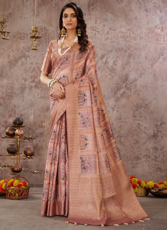 Trendy Saree Cotton Mauve Digital Print Saree