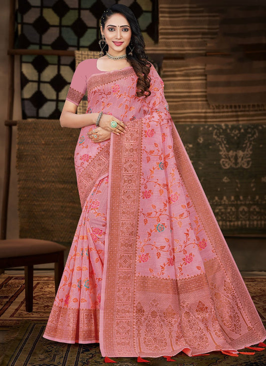 Classic Cotton Silk Pink Meena Saree