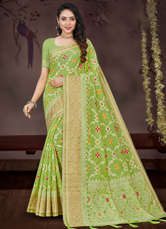 Classic Silk Green Meena Saree