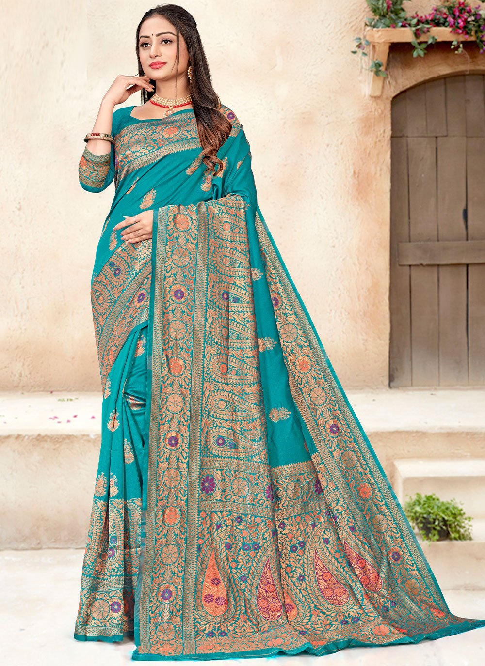 Contemporary Silk Blue Meenakari Saree