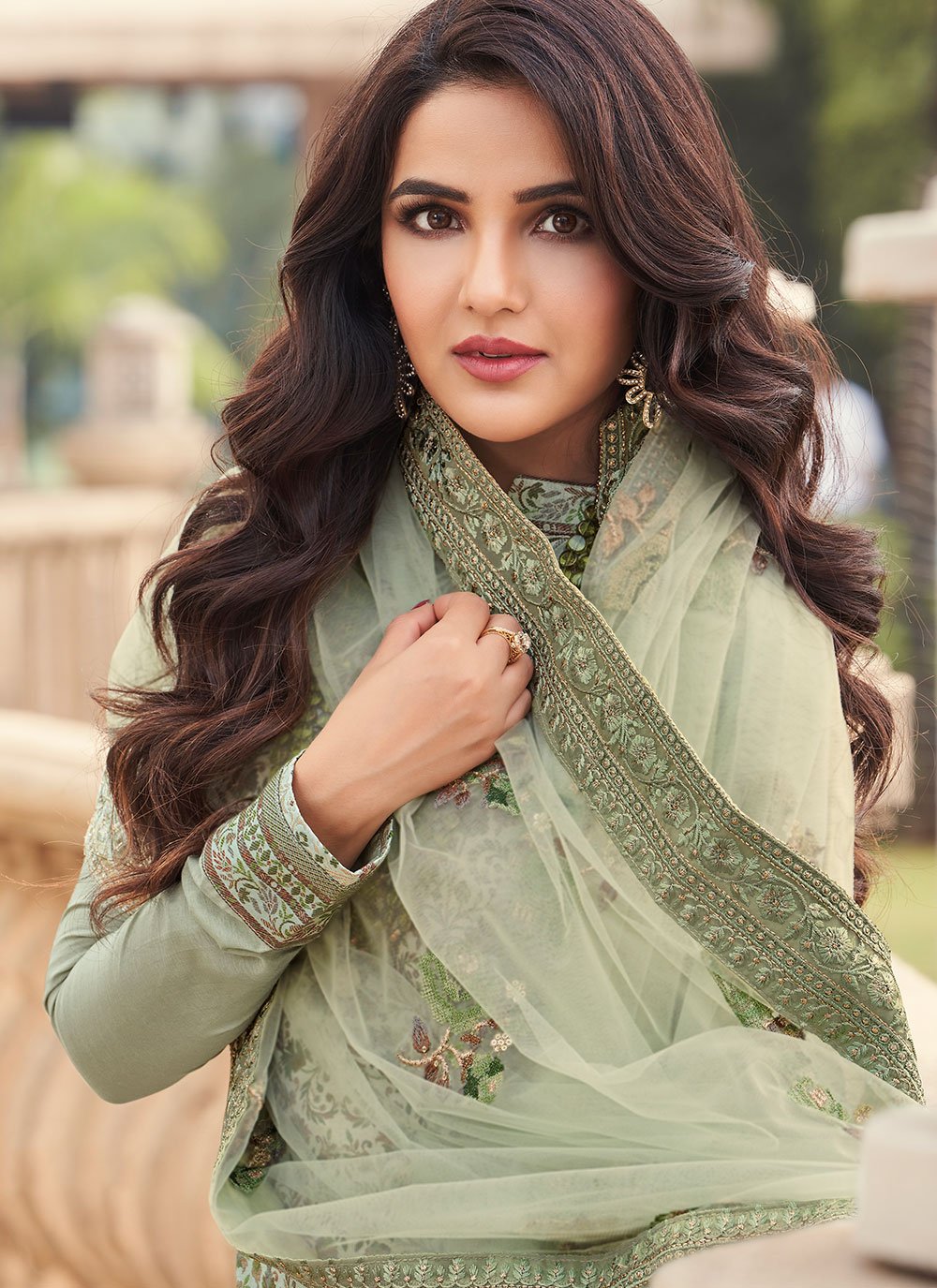 Pakistani Salwar Suit Viscose Sea Green Jacquard Work Salwar Kameez