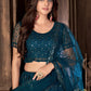 A Line Lehenga Net Blue Embroidered Lehenga Choli
