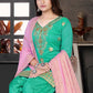 Punjabi Salwar Suit Chanderi Sea Green Embroidered Salwar Kameez