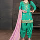 Punjabi Salwar Suit Chanderi Sea Green Embroidered Salwar Kameez