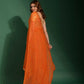 Classic Chiffon Orange Mirror Saree