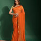 Classic Chiffon Orange Mirror Saree