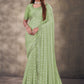 Classic Georgette Sea Green Mirror Saree