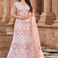 Lehenga Choli Net Peach Embroidered Lehenga Choli