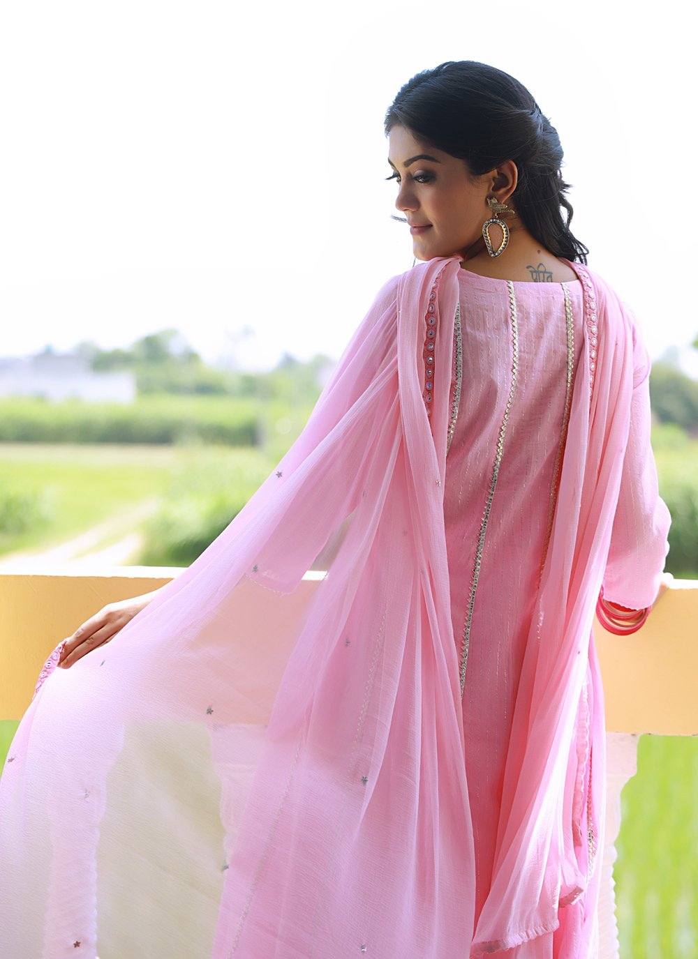 Salwar Suit Cotton Pink Fancy Work Salwar Kameez