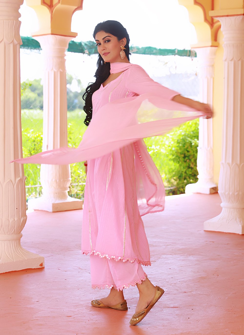 Salwar Suit Cotton Pink Fancy Work Salwar Kameez