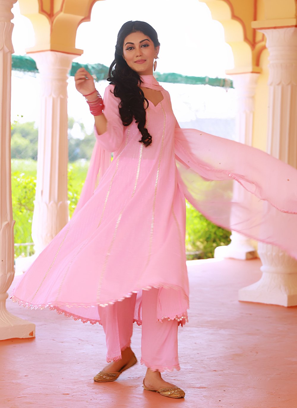 Salwar Suit Cotton Pink Fancy Work Salwar Kameez