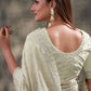 Classic Georgette Off White Mirror Saree