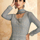 Gown Georgette Grey Embroidered Gown
