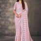 Classic Georgette Pink Mirror Saree
