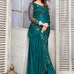 Classic Satin Silk Turquoise Cord Work Saree
