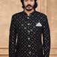 Jodhpuri Suit Velvet Black Embroidered Mens