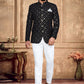 Jodhpuri Suit Velvet Black Embroidered Mens